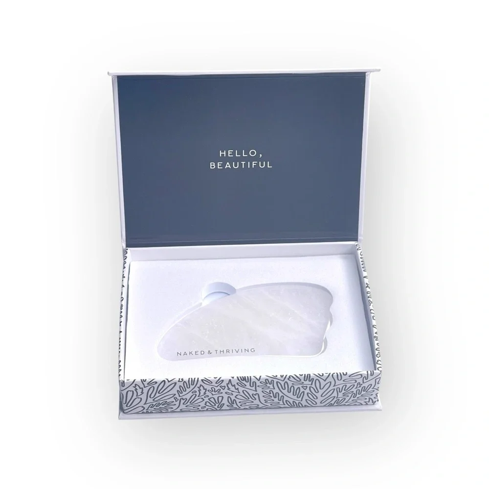new Naked & Thriving 𒀭Jade Gua Sha Sculpting Tool 𒀭 White 𒀭Anti Aging Ritual Spa